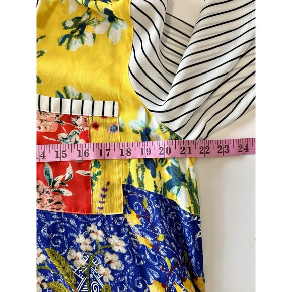 John Mark Tunic Top Patchwork Floral Mixed Print Art Boho Bird Large Maximalist - Picture 15 of 17